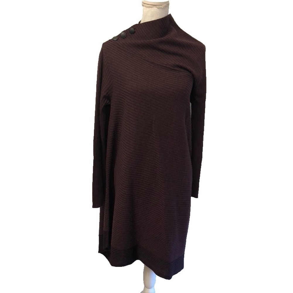 Rag & Bone Sweater Dress Womens Small Burgundy Asymmetrical Ribbed Long Sleeve